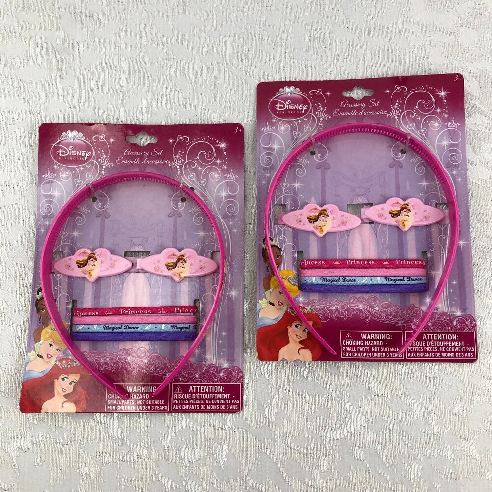 Disney Princess 7-Piece Accessories Set: Headband, Barrettes & Elastics (2 sets)
